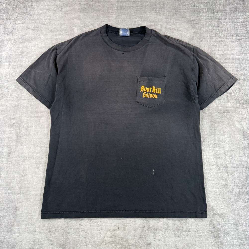 Boot Hill Saloon Shirt Mens XL Black Vtg 1992 Pocket Daytona Beach Biker Grunge